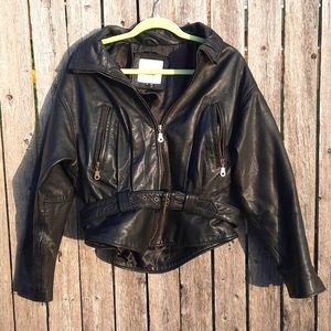 Black Leather Jacket Avanti M Zipper Belt